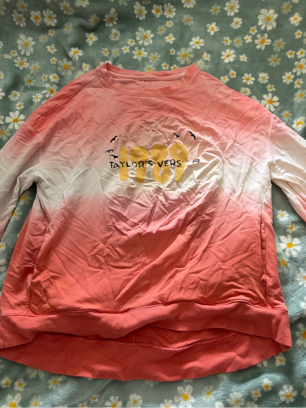 “1989 Taylor's Versn”Custom Ombre Pullover Sweatshirt Coral/White *INCOMPLETE*